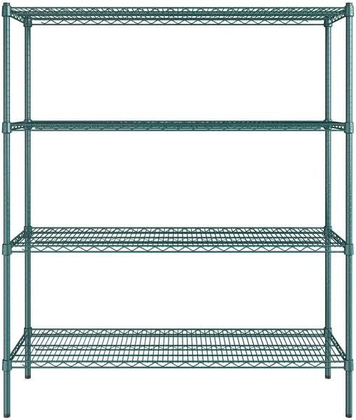 18" x 54" NSF Green Epoxy 4-Shelf Kit with 64" Posts, Heavy Duty Storage Shelving, Wire Shelving Kit, NSF Commercial Storage Rack Unit