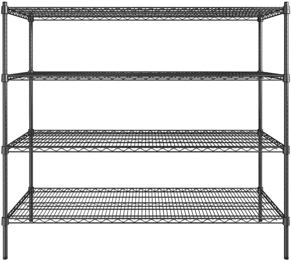 24" x 72" NSF Black Epoxy 4-Shelf Kit with 54" Posts, Heavy Duty Storage Shelving, Wire Shelving Kit, NSF Commercial Storage Rack Unit