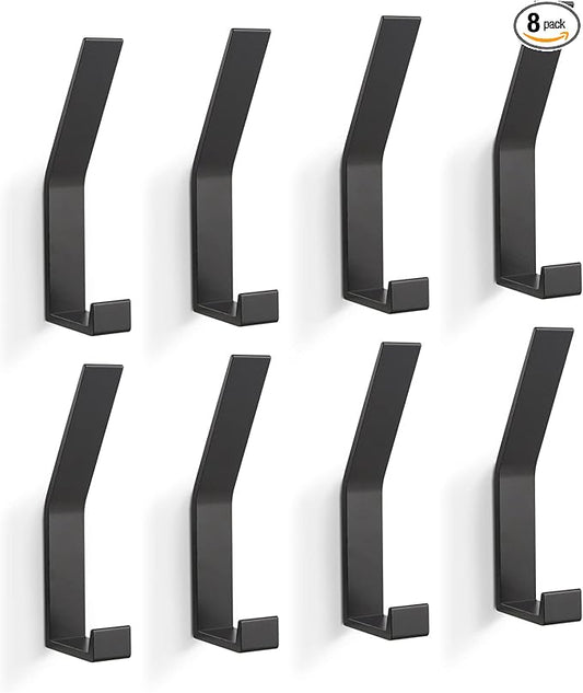 Coat Rack Hooks Wall Mounted, Black 8Packs, Bath Towel Rope Hooks for Kitchen, Door, Cabinet, Bathroom, Foyers, Hallways, and Bedrooms-NeatNest