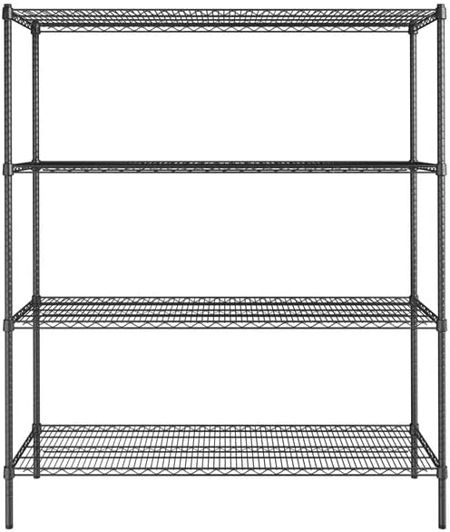 21" x 60" NSF Black Epoxy 4-Shelf Kit with 74" Posts, Heavy Duty Storage Shelving, Wire Shelving Kit, NSF Commercial Storage Rack Unit