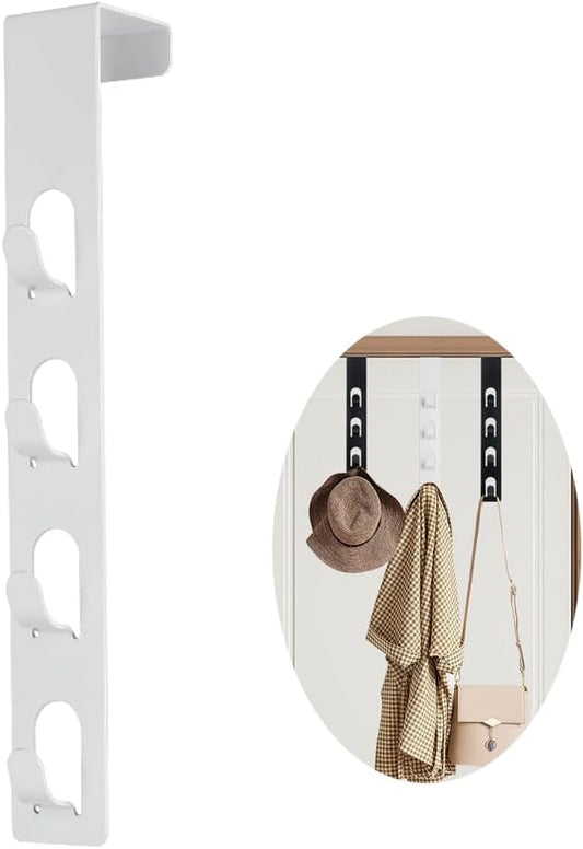 4 Layers Metal Hats Hanger, 1 PCS Strong Vertical White Coat Hook, Over Door Rack for Hanging Bags Jams Scarf Keys and More.