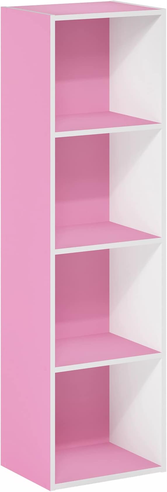 Furinno Luder Bookcase / Book / Storage, 4-Tier Cube, Pink/White-NeatNest