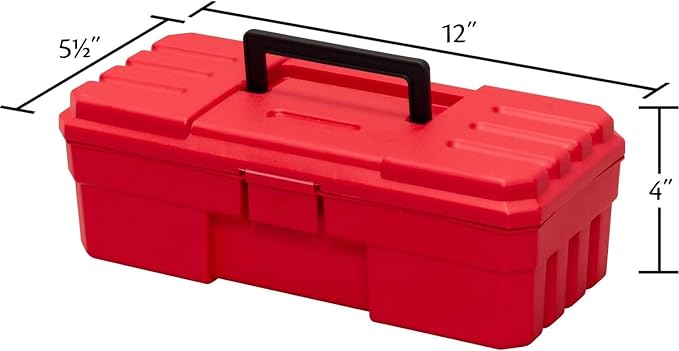 Akro-Mils 12-Inch ProBox Plastic Toolbox for Tools, Hobby or Craft Storage Toolbox, Model 09912, (12-Inch x 5-1/2-Inch x 4-Inch), Red, 12-Pack-NeatNest
