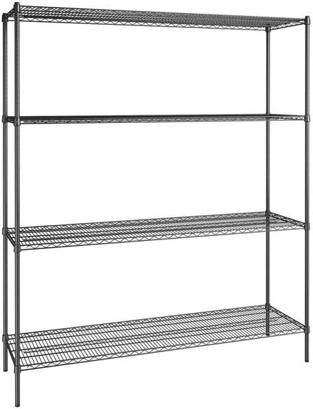 21" x 72" NSF Black Epoxy 4-Shelf Kit with 86" Posts, Heavy Duty Storage Shelving, Wire Shelving Kit, NSF Commercial Storage Rack Unit