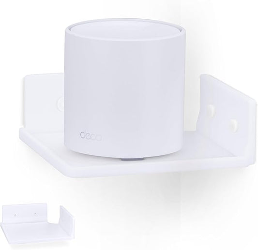 BRAINWAVZ 6.5" Corner Shelf Mount for Speakers, Cameras, Baby Monitors, Plants, Books Electronics, Collectibles & More, Adhesive & Screw in Floating Shelves (White)-NeatNest