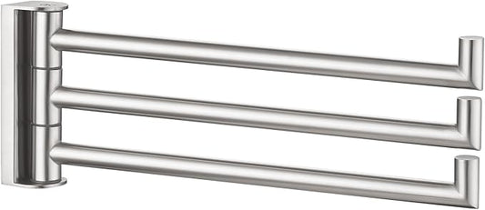 Angle Simple Swivel Hand Towel Holder 3 Bars Brushed Nickel, 304 Stainless Steel Hand Towel Rack for Bathroom Wall Mount