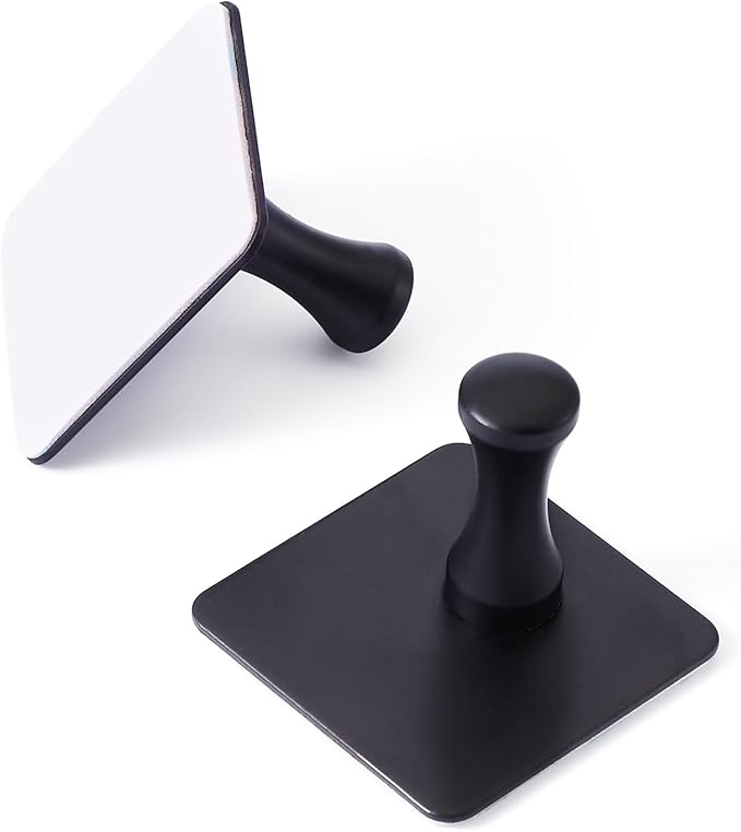 2 Packs Matte Black Adhesive Wall Hooks, Heavy Duty Bathroom Towel Hooks 304 Stainless Steel Waterproof Sticky Towel Holder Shower Hook for Bathroom Kitchen Hanging Hat Robe Coat Bags