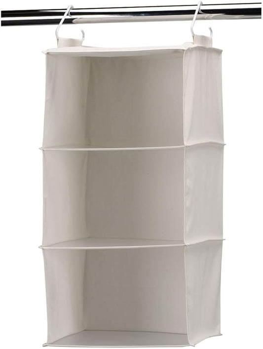 Household Essentials 311342 Hanging Closet Organizer | 3 Pocket Shelves | Natural Canvas-NeatNest