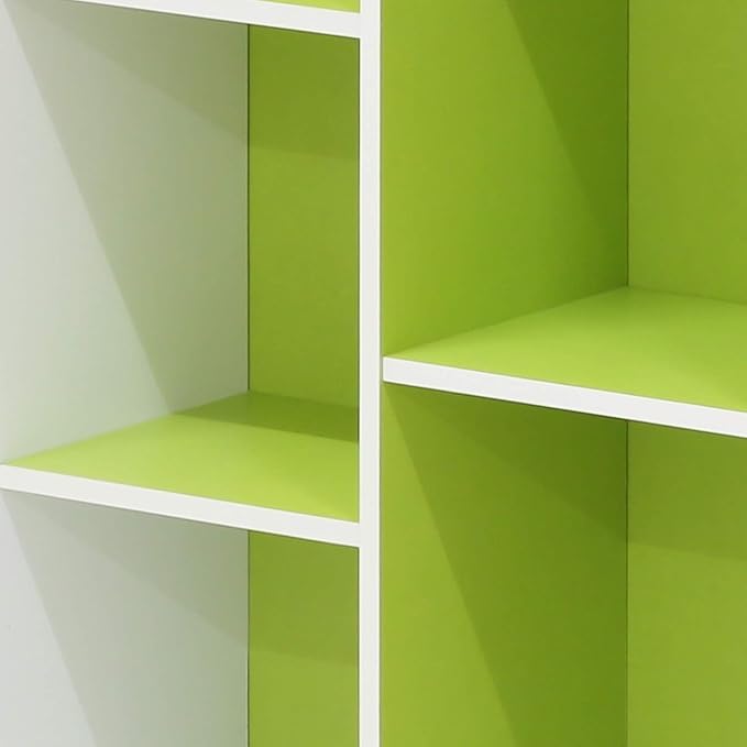 FURINNO 11107WH-GR 7 Reversible, 11-Cube, White Green-NeatNest