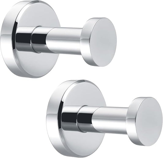 Angle Simple Bathroom Towel Hooks, SUS 304 Stainless Steel Coat Wall Hooks, Polished Chrome, 2 Pack