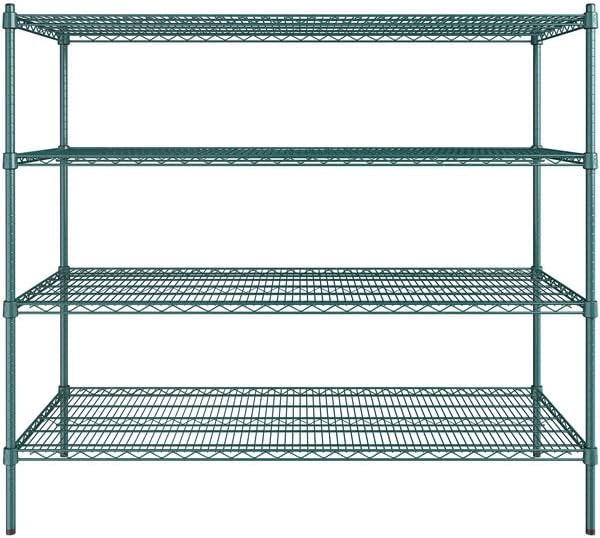 24" x 60" NSF Green Epoxy 4-Shelf Kit with 54" Posts, Heavy Duty Storage Shelving, Wire Shelving Kit, NSF Commercial Storage Rack Unit
