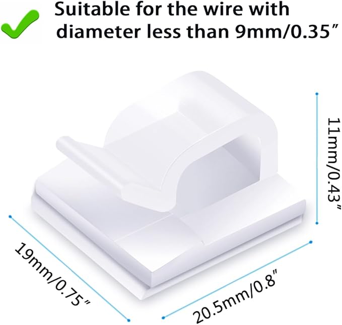60PCS Cable Clips, KGROTE Extension Cord Clips Outdoor Light Wire Clips Adhesive Cable Hooks Wire Organizer Holder for Desk, Wall Cable Management, Christmas Lights, Decorations Hanging - Large, Clear-NeatNest