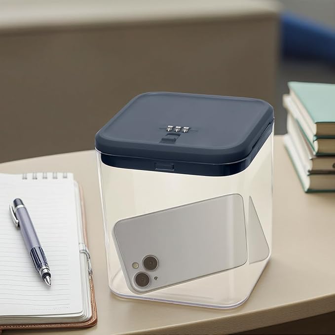 Clear Lock Box for Medicine Safe,Food, Snacks, Phone - Secure Lockable Storage Container Tank with Combination for Kitchen, Office, School, Hospital (5.6×5.6×6.3 Inch)-NeatNest