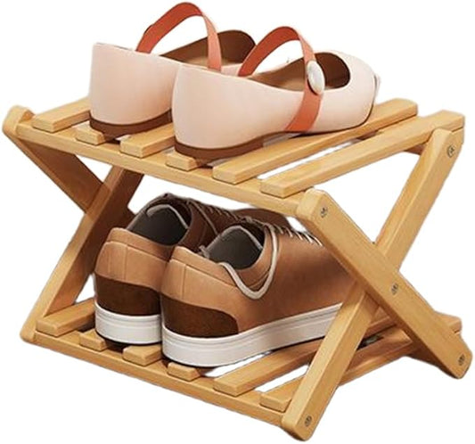 YYW Bamboo Shoe Rack for Entryway, Free Standing Shoe Racks Shelf Closet, Widen Foldable Vertical Shoe Storage Organizer for Living Room-NeatNest