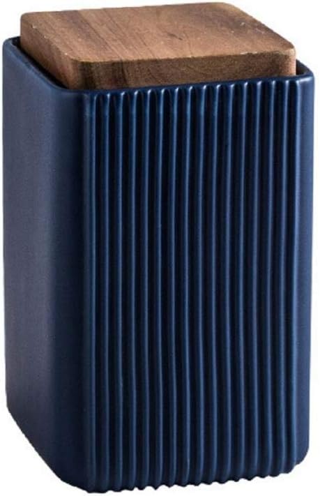 Food Storage Canister, Square Ceramic Cookie Jars Kitchen Canister with Airtight Lid, Good for Coffee Bean, Tea, Spices or Snacks Storage (Blue,Large)