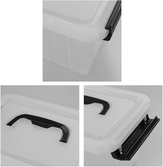 Bringer 3 Quart 6-Pack Clear Plastic Storage Boxes, Latch Box with Black Handle-NeatNest