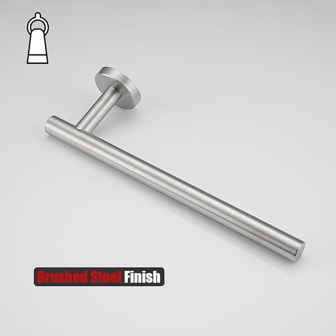 JQK Hand Towel Holder Towel Ring, 10 Inch Thicken 0.8mm 304 Stainless Steel Bathroom Hand Towel Bar, 9 Inch Useable Length Wall Mount Towel Rack Hanger, Brushed Steel, THH110L9-BN