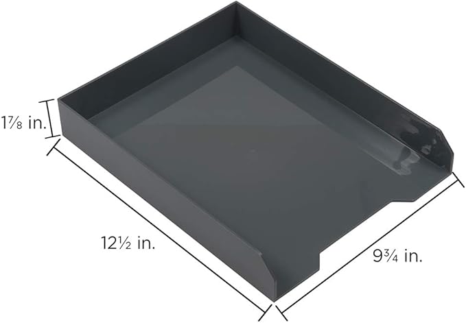 JAM PAPER Stackable Paper Trays - Grey - Desktop Document, Letter, & File Organizer Tray - 2/Pack-NeatNest