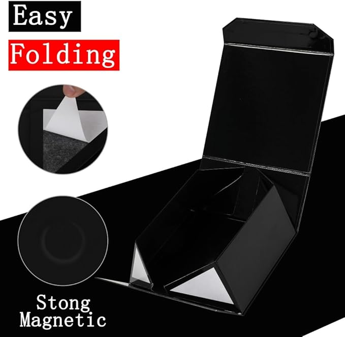 6 Pcs Black Gift Box Large 13x11x5.3 Inch Large Black Gift Box Large Magnetic Gift Box with Crinkle Paper Black Large Gift Box with Shredded Paper Luxury Gift Boxes with Lids for Presents-NeatNest