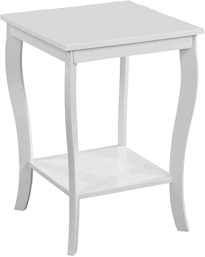 Convenience Concepts American Heritage Square End Table with Shelf, White-NeatNest
