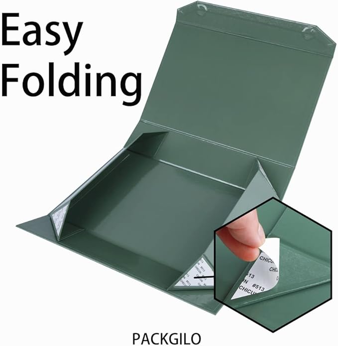 Green Gift Boxes with Lids - Small 12 x 8 x 2.7 Inches, Clothes Gift Boxes for Presents, Magnetic Closure, Bulk Cute Box for Packaging (Glossy Surface)-NeatNest