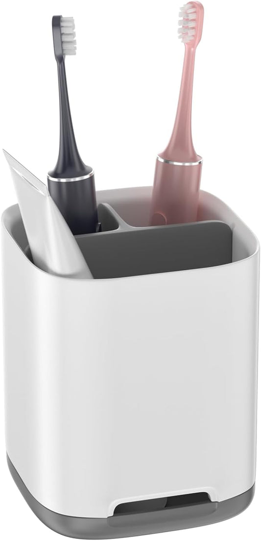 Toothbrush Holder, Toothpaste Holder with Anti-Slip Bottom 3 Slots, Electric Toothbrush Holder for Bathroom, Made of PP and Abs Plastic Toothbrush Caddy Detachable for Easy Cleaning