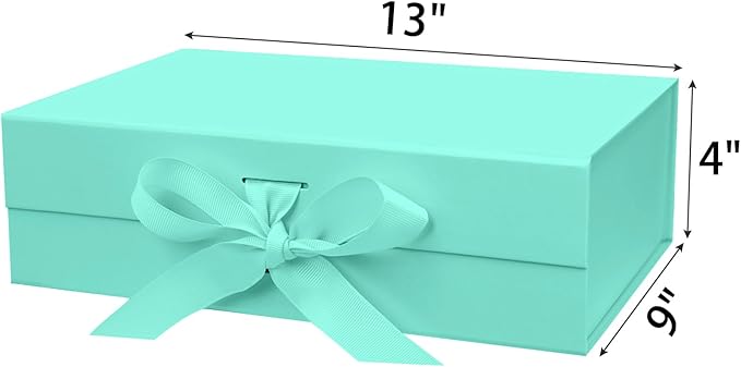 13"X9"X4" Large Green Magnetic Gift Box with Lid and Ribbon for Presents-NeatNest