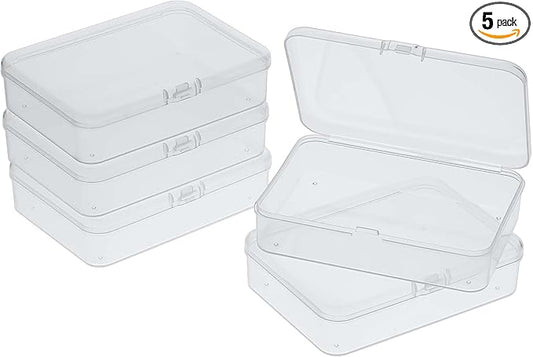 5 Pcs Mini Plastic Storage Containers Box with Lid, Small Storage Containers Travel Case 4x3x1 Inches Clear Rectangle Box Organizer for Collecting Small Items, Beads, Jewelry, Cards, Crafts-NeatNest