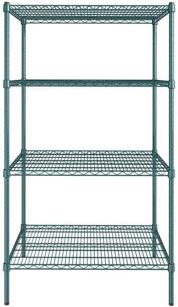 30" x 36" NSF Green Epoxy 4-Shelf Kit with 64" Posts, Heavy Duty Storage Shelving, Wire Shelving Kit, NSF Commercial Storage Rack Unit