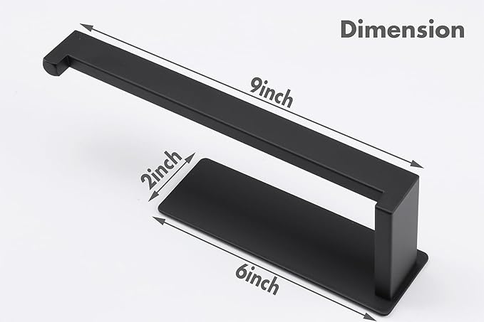 Hand Towel Holder, Strong Self Adhesive Hand Towel Ring, Thicken SUS304 Stainless Steel Hand Towel Bar/Rack, No Drilling Modern Hand Towel Hanger (Matte Black, 2 Pack 9 in)