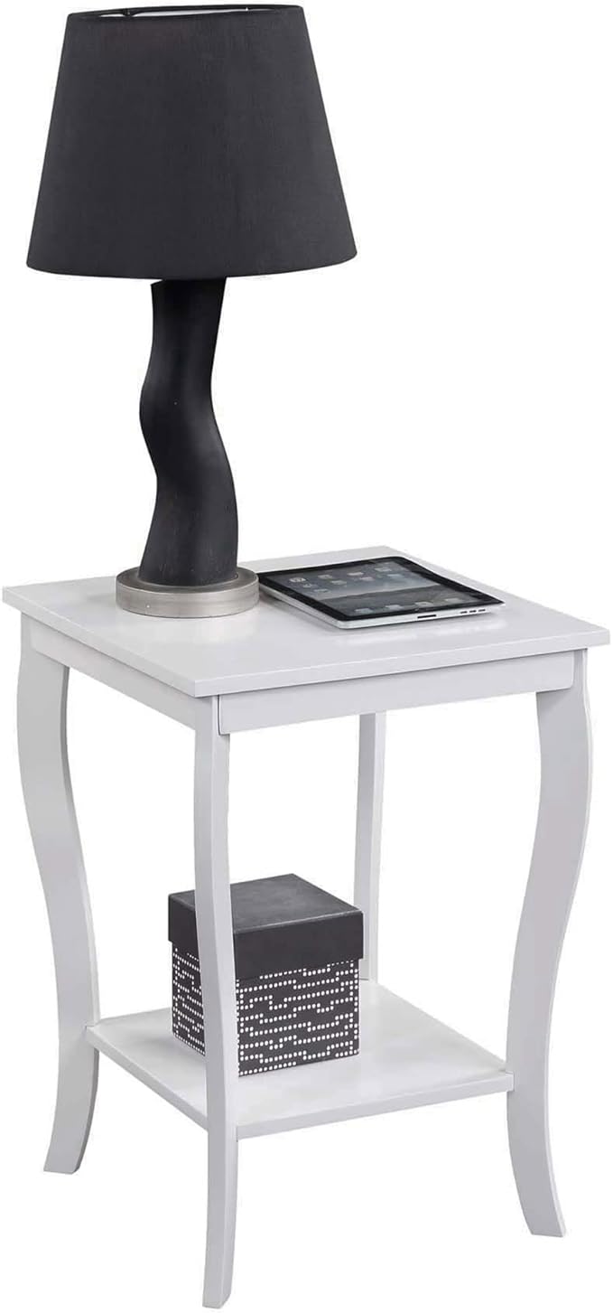 Convenience Concepts American Heritage Square End Table with Shelf, White-NeatNest