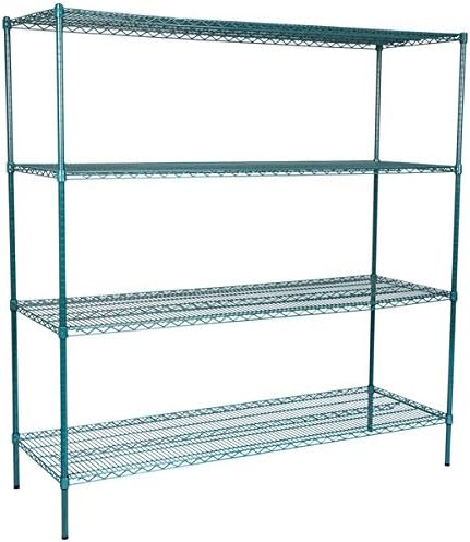24" x 72" NSF Green Epoxy 4-Shelf Kit with 74" Posts, Heavy Duty Storage Shelving, Wire Shelving Kit, NSF Commercial Storage Rack Unit