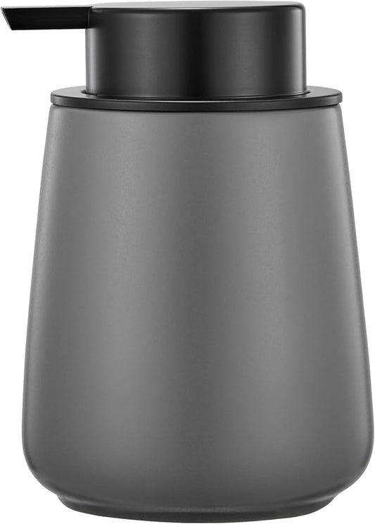 12Oz Grey Hand Soap Dispenser - Modern Ceramic Lotion Soap Dispenser with Easy-to-Press Black Pump, Reusable and Refillable Liquid Soap Dispenser for Bathroom, Dish Soap Dispenser for Kitchen-NeatNest