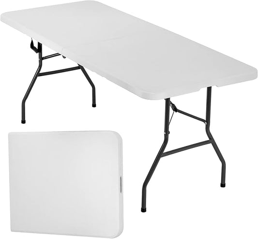 FDW Folding Half Portable Foldable Table for Parties Backyard Events (White, 6 FT 70 * 29) (White, 6 FT)-NeatNest