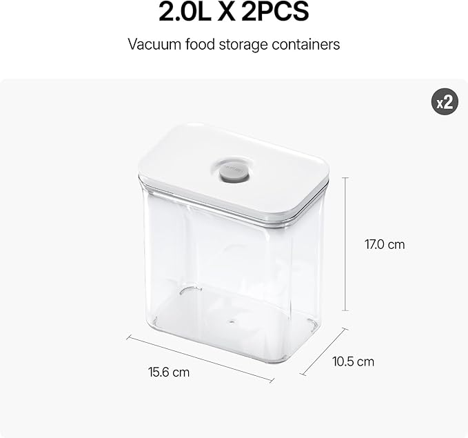 Premium Airtight Food Storage Containers, Rectangular 2PC-SET(2.11qt), Smart One-Click Seal Lid, 100% Leak Proof, Keep Food Fresh Longer, BPA-FREE, Dishwasher/Freezer & Microwave Safe