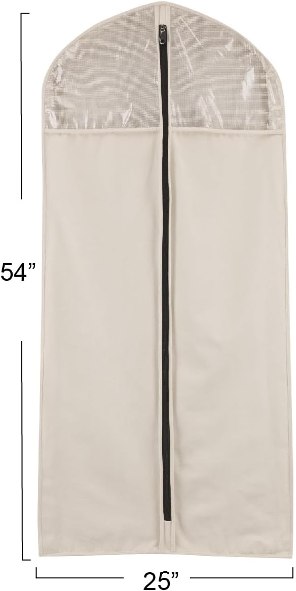Household Essentials 3392-1 Cedarline Collection Hanging Garment Bag | Dress and Suit Protector | Natural Cotton Canvas,Off-White-NeatNest