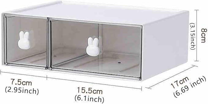 Cupboard Organizers, Tea Box with 2 Drawers, Kitchen Storage Box for Tea Bags, Coffee, etc. Storage Rack for Kitchen/Bathroom/Dressing/Office, etc.(white-2drs)-NeatNest
