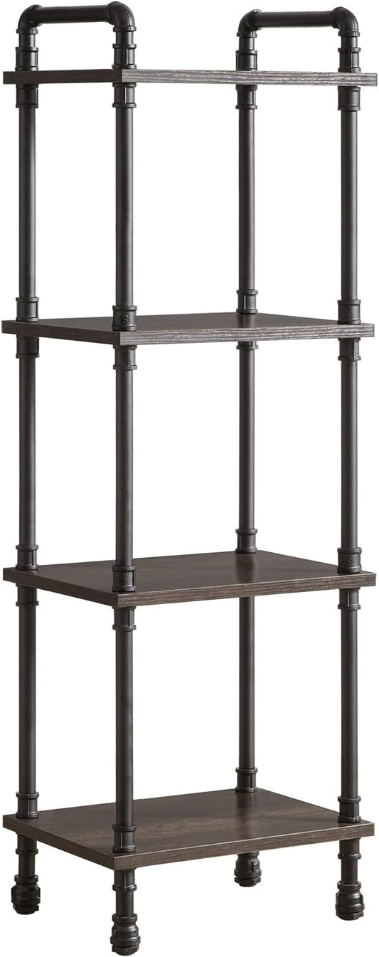 IBUYKE Industrial Pipe Ladder Shelf,4-Tier Vintage Style Book Shelf,Free Standing Units,Display Rack and Storage Organizer for Living Room,Bedroom,Kitchen,Black Grey UTMJ404G