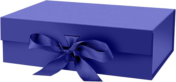 DaiJoob Gift Box with Lid for Presents 10.5x7.5x3.1 Inches with Ribbon and Magnetic Closure(1-Pack) (Blue)-NeatNest