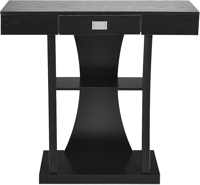 Giantex Console Table, Sofa Table with Drawer and 2-Tier Shelves, Accent Table for Entryway, Hallway and Living Room (Black)-NeatNest