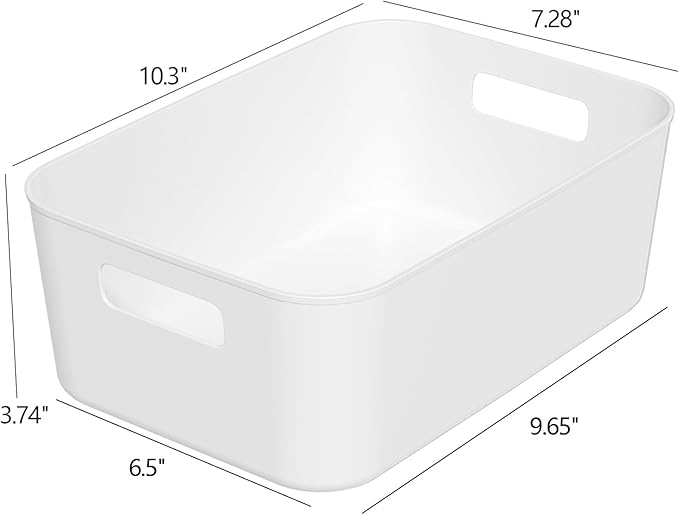 12 Packs Plastic Pantry Organizing Bins, Cupboard Organization Box, White