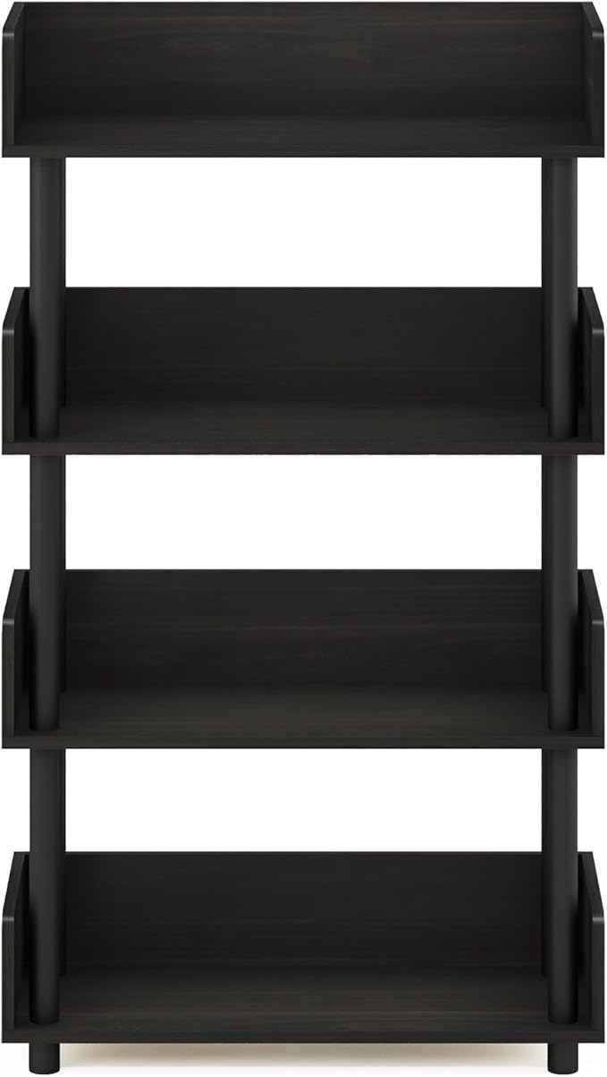 Furinno Turn-N-Tube 4-Tier Multipurposes Display Rack, Open Shelf Rack/Storage with Back & Side Panel, Espresso-NeatNest