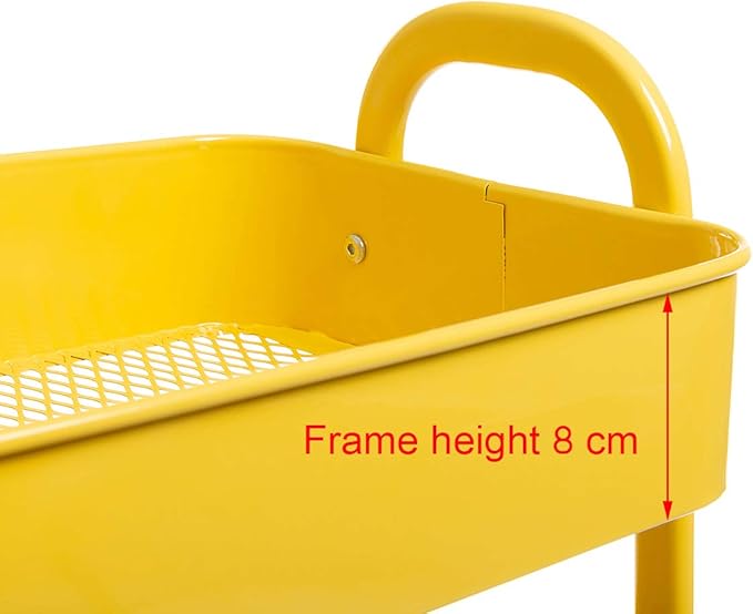 AGTEK Makeup Cart, Movable Rolling Organizer Cart, 3 Tier Metal Utility Cart, Yellow-NeatNest