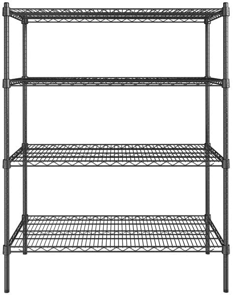 21" x 42" NSF Black Epoxy 4-Shelf Kit with 54" Posts, Heavy Duty Storage Shelving, Wire Shelving Kit, NSF Commercial Storage Rack Unit