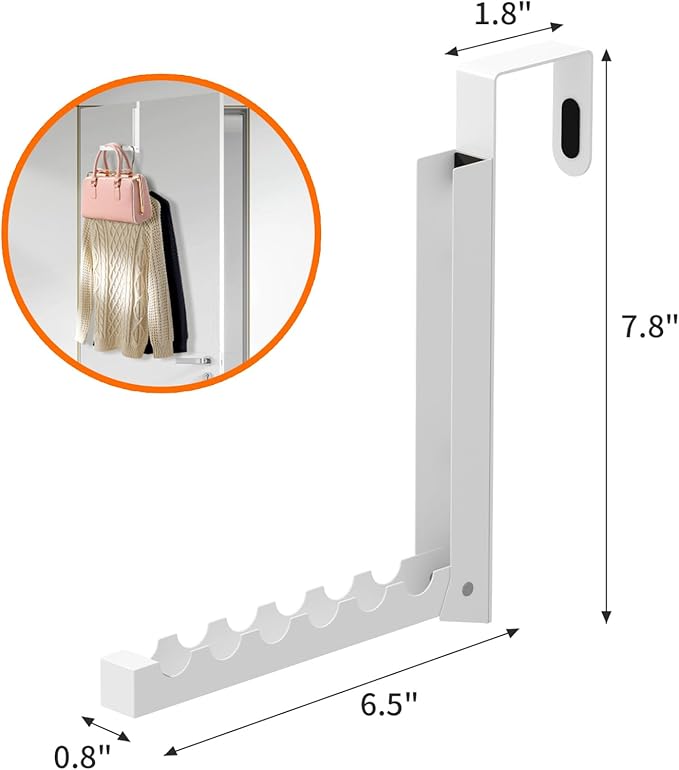 2 Pack Over The Door Drying Rack,Foldable Over Door Hooks Hanger Laundry Hanging Coat Rack with 6 Groves,Clothing Hanger Hook for Towel,Coat,Bag and Robe(White)-NeatNest