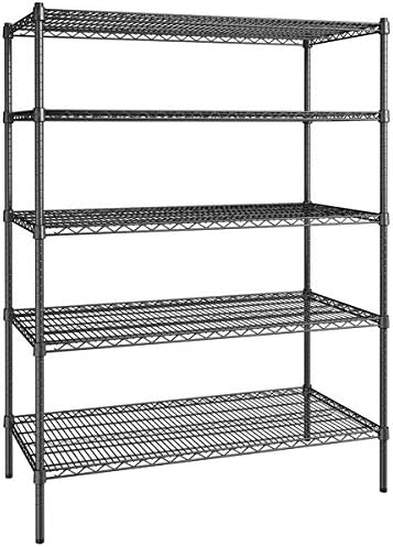 24" x 48" NSF Black Epoxy 5-Shelf Kit with 72" Posts, Commercial Storage Rack Unit, Heavy Duty Storage Shelving, Wire Shelving Kit, Adjustable Rack Strong Steel, Multipurpose Wire Shelf