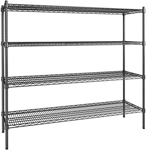 18" x 60" NSF Black Epoxy 4-Shelf Kit with 54" Posts, Heavy Duty Storage Shelving, Wire Shelving Kit, NSF Commercial Storage Rack Unit