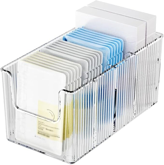Extra Thick Acrylic Makeup Organizer with Removable Dividers - Waterproof Bathroom Storage for Sheet Masks/Essences/Cosmetics, Clear Visible Design, Space-Saving Vanity Organizer-NeatNest