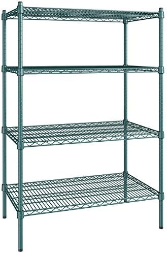 21" x 36" NSF Green Epoxy 4-Shelf Kit with 54" Posts, Heavy Duty Storage Shelving, Wire Shelving Kit, NSF Commercial Storage Rack Unit