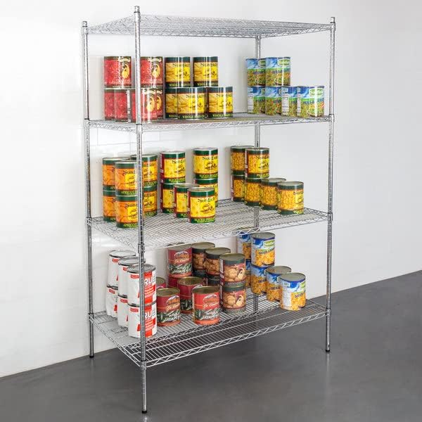 30" x 48" NSF Chrome 4-Shelf Kit with 74" Posts, Heavy Duty Storage Shelving, Wire Shelving Kit, NSF Commercial Storage Rack Unit